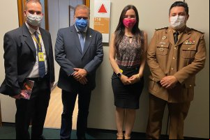 06 10 2021 - Encontro comTatiane Telles e Koeler de Matos - Sec.Executiva de Segurança Pública, Tenente Coronel Lázaro Tavares e Major João Guilherme Vieira